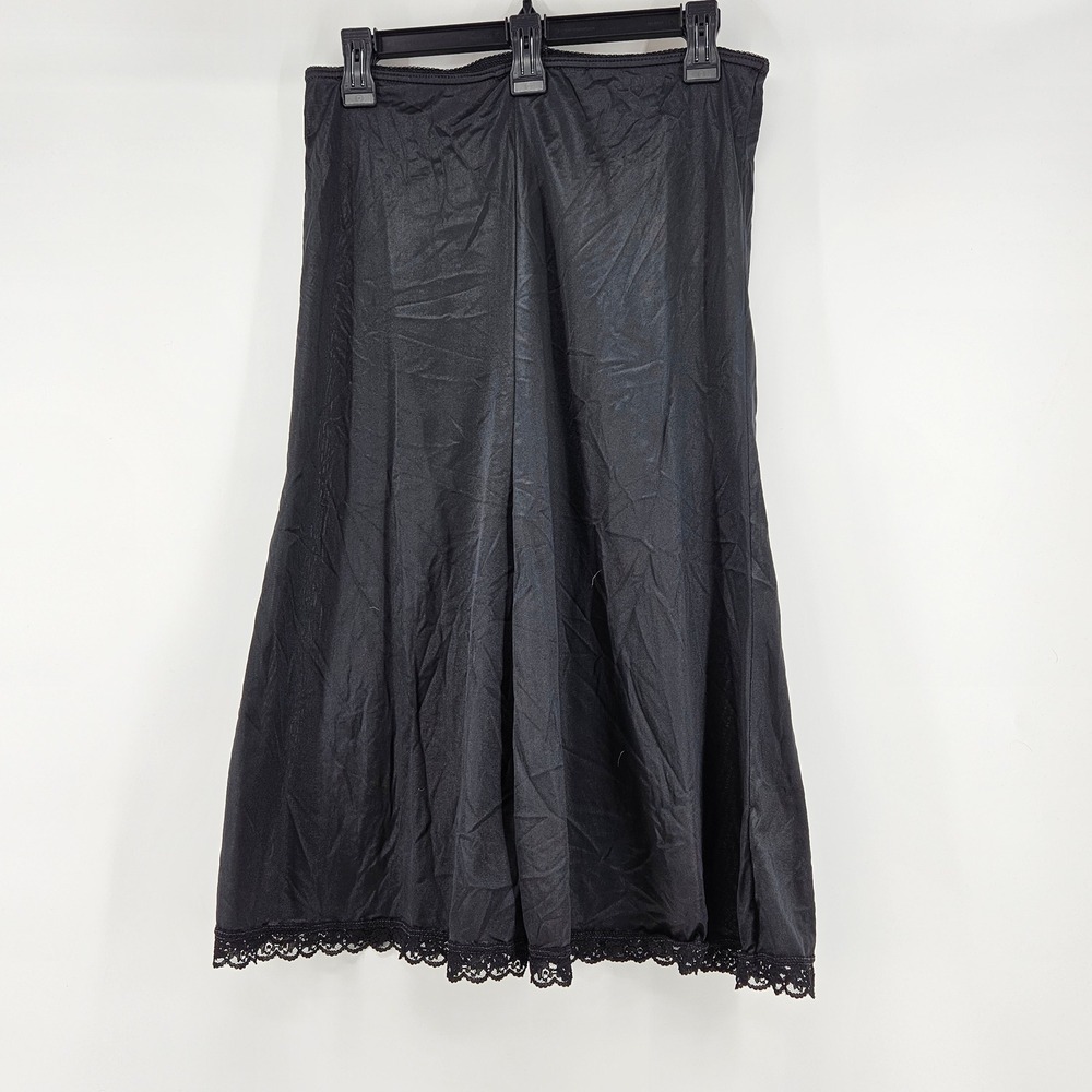 Vintage Black Lace Trim Whimsigoth Slip Skirt Midi Size Medium Going Out‎